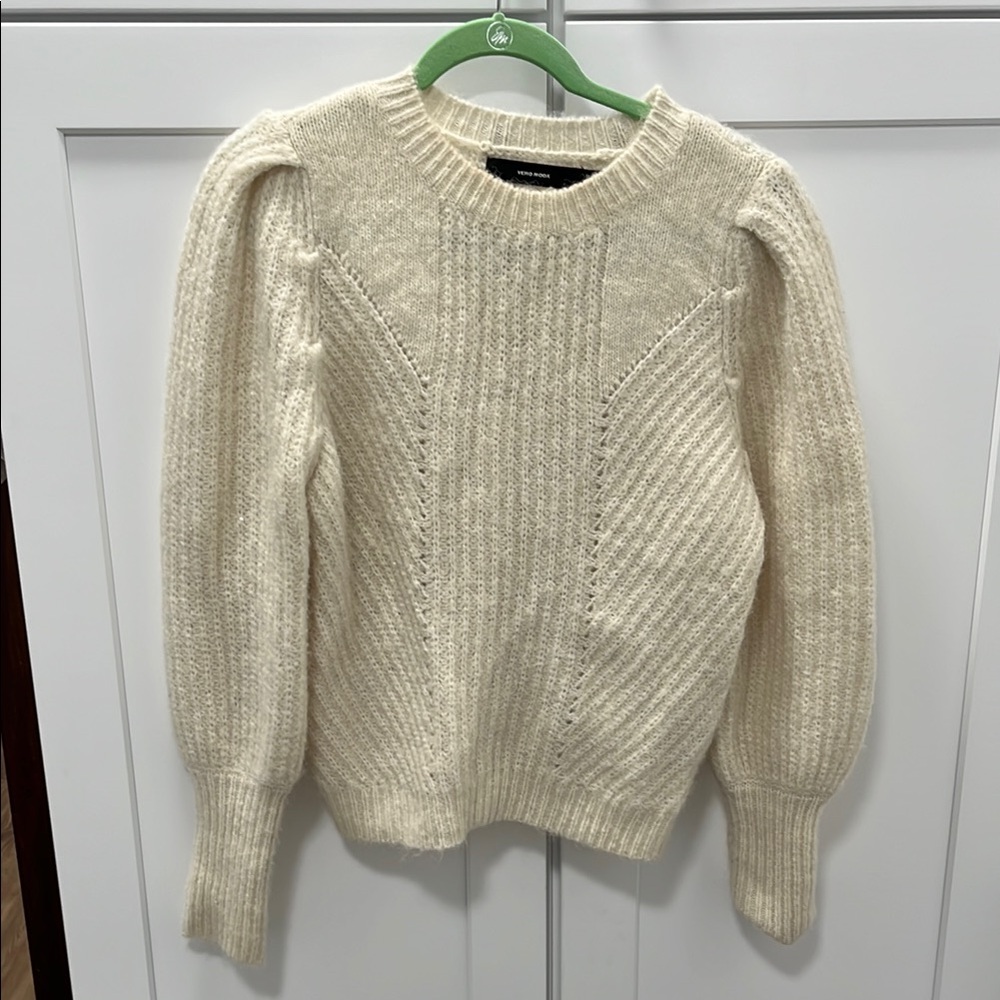 Vero Moda Cream Cable Knit Crew Neck Sweater